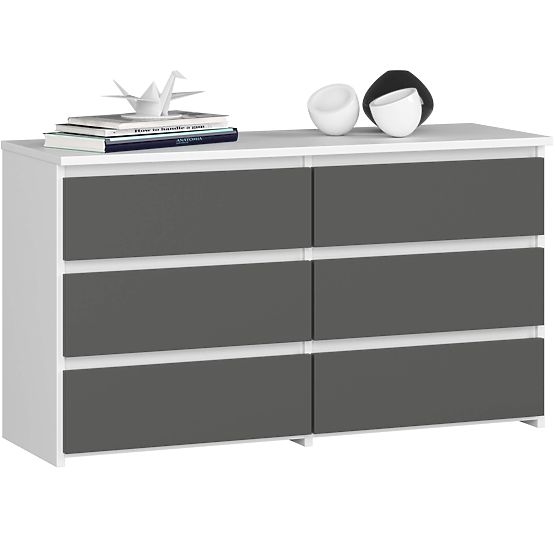 COMMODE CL100 6TIROIRS PK BLANC / GRIS