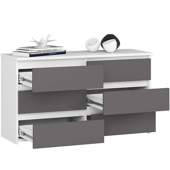COMMODE CL100 6TIROIRS PK BLANC / GRIS