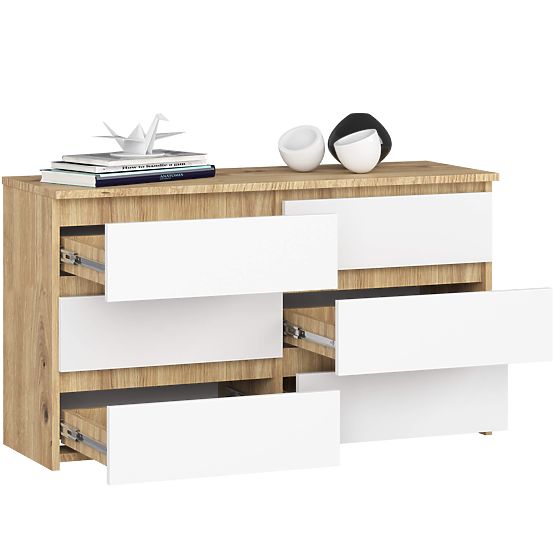 COMMODE CL100 6TIROIRS PK CHÊNE ARTISAN / BLANC
