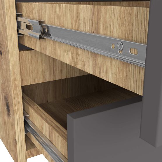 COMMODE CL100 6TIROIRS PK CHÊNE ARTISAN / GRIS