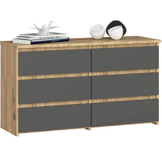 COMMODE CL100 6TIROIRS PK CHÊNE ARTISAN / GRIS