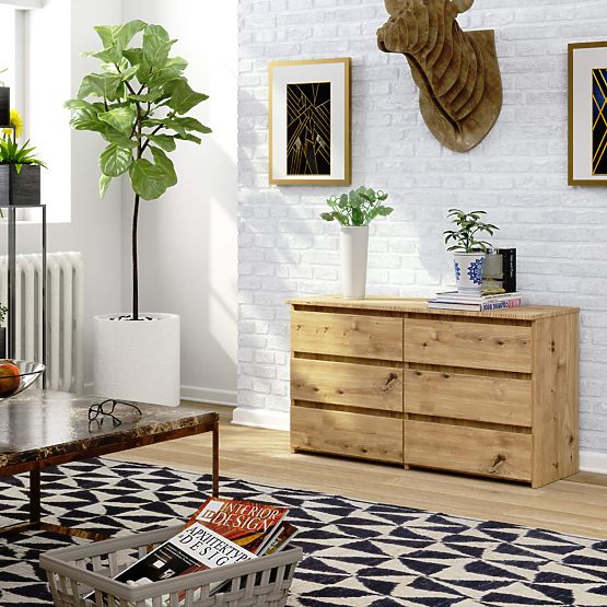 COMMODE CL100 6TIROIRS PK CHÊNE ARTISAN