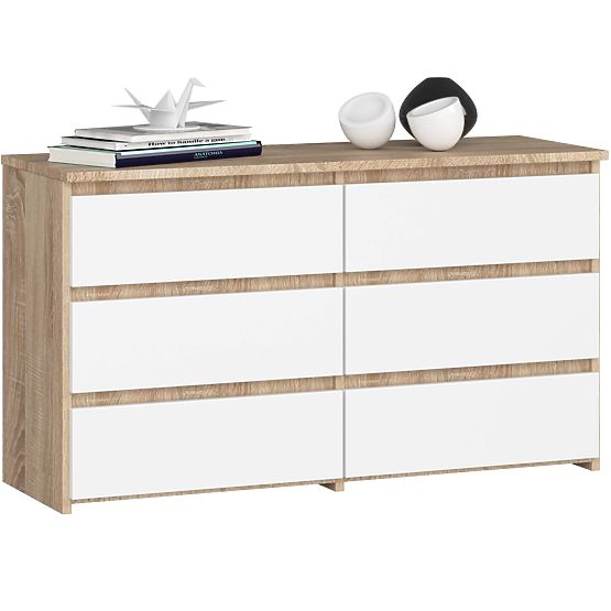 COMMODE CL100 6TIROIRS PK CHÊNE SONOMA / BLANC
