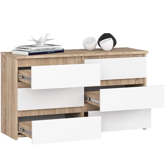 COMMODE CL100 6TIROIRS PK CHÊNE SONOMA / BLANC
