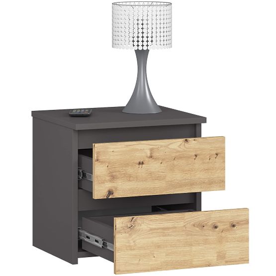 COMMODE CL2 2SZ CLP PK GRIS GRAPHITE / CHÊNE ARTISAN
