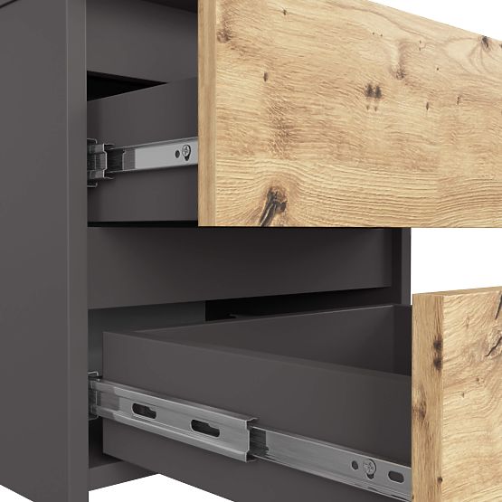 COMMODE CL2 2SZ CLP PK GRIS GRAPHITE / CHÊNE ARTISAN