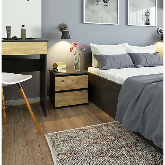 COMMODE CL2 2SZ CLP PK GRIS GRAPHITE / CHÊNE ARTISAN