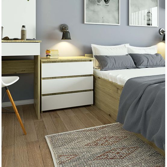 COMMODE CL3 3TI CLP PK CHÊNE ARTISAN / BLANC