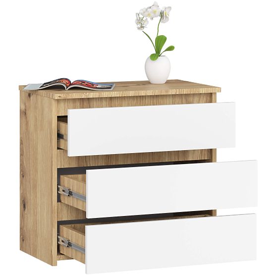COMMODE CL3 3TI CLP PK CHÊNE ARTISAN / BLANC