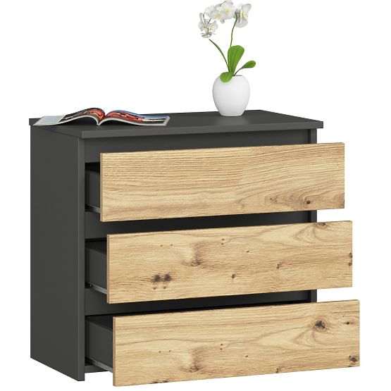 COMMODE CL3 3TI CLP PK GRIS GRAPHITE / CHÊNE ARTISAN