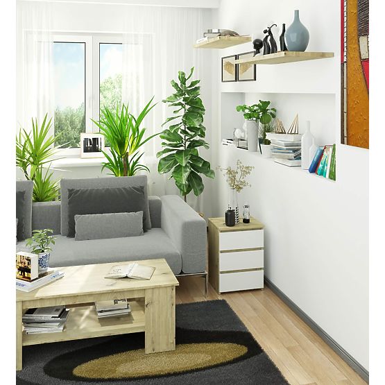 COMMODE CL3/40 CHÊNE ARTISAN / BLANC
