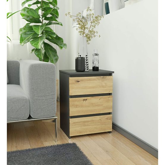 COMMODE CL3/40 PK GRIS GRAPHITE / CHÊNE ARTISAN