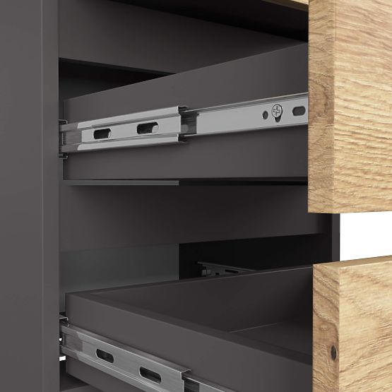 COMMODE CL3/40 PK GRIS GRAPHITE / CHÊNE ARTISAN