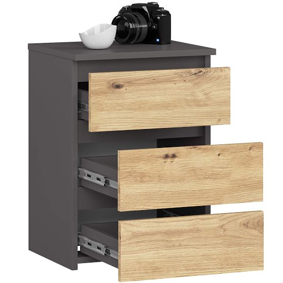 COMMODE CL3/40 PK GRIS GRAPHITE / CHÊNE ARTISAN