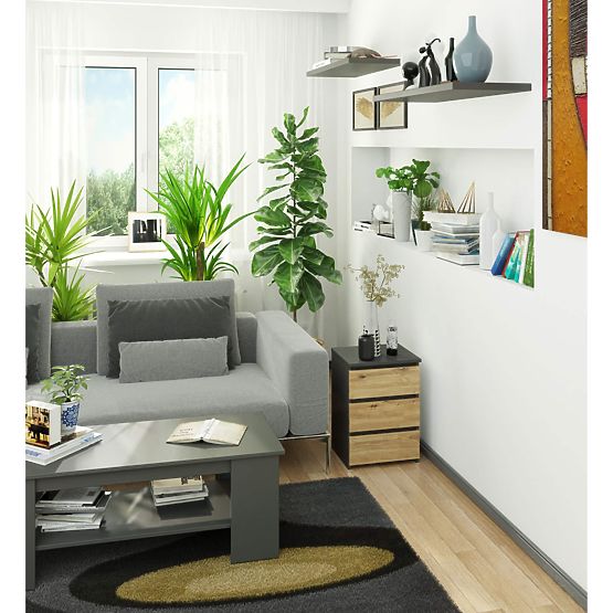 COMMODE CL3/40 PK GRIS GRAPHITE / CHÊNE ARTISAN