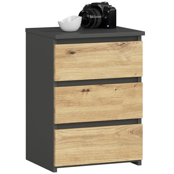 COMMODE CL3/40 PK GRIS GRAPHITE / CHÊNE ARTISAN