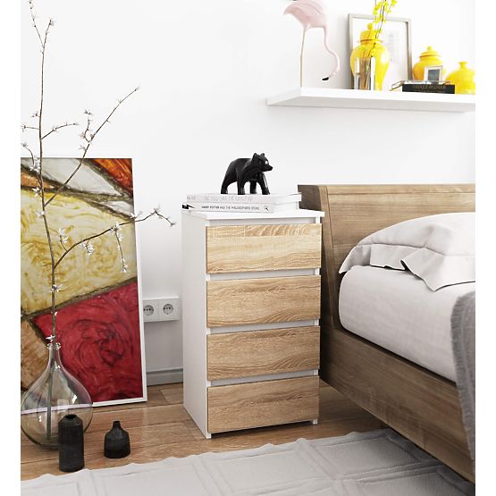 COMMODE CL4 PK BLANC / CHÊNE SONOMA