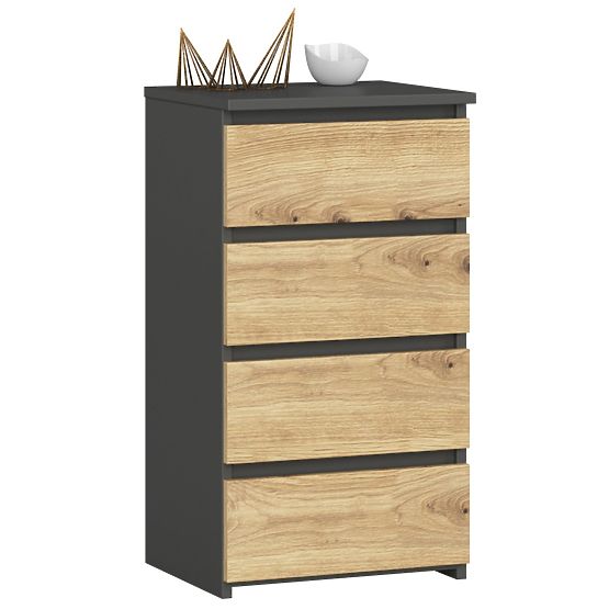 COMMODE CL4 PK GRIS GRAPHITE / CHÊNE ARTISAN