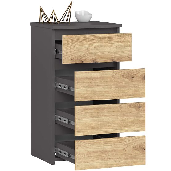 COMMODE CL4 PK GRIS GRAPHITE / CHÊNE ARTISAN