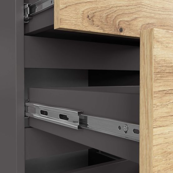 COMMODE CL4 PK GRIS GRAPHITE / CHÊNE ARTISAN