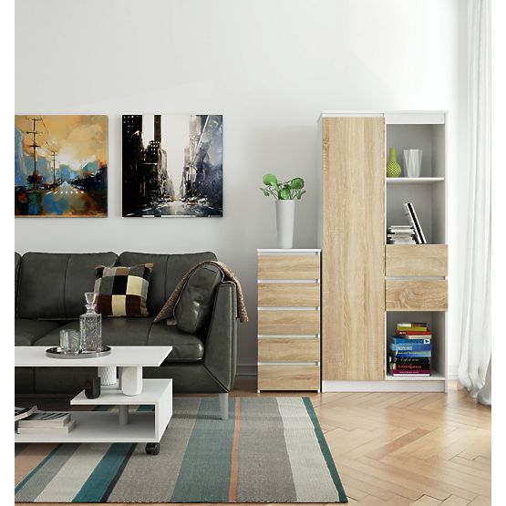 COMMODE CL5 PK BLANC / CHÊNE SONOMA