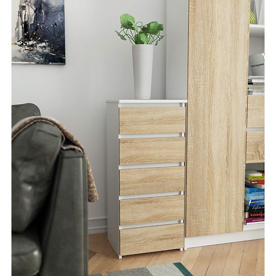 COMMODE CL5 PK BLANC / CHÊNE SONOMA