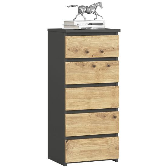 COMMODE CL5 PK GRIS GRAPHITE/CHÊNE ARTISAN