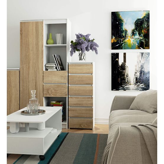 COMMODE CL6 PK BLANC / CHÊNE SONOMA