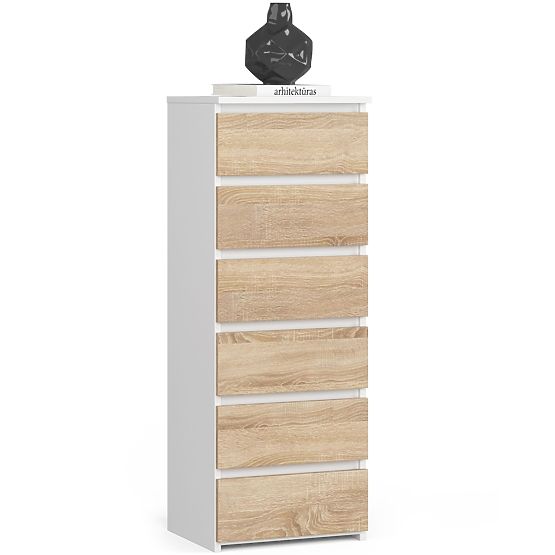 COMMODE CL6 PK BLANC / CHÊNE SONOMA