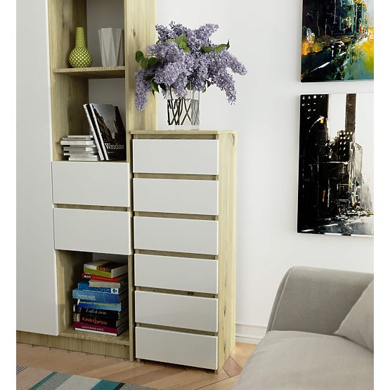 COMMODE CL6 PK CHÊNE ARTISAN / BLANC