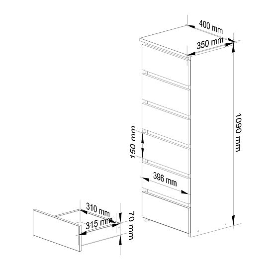 COMMODE CL6 PK CHÊNE SONOMA / BLANC
