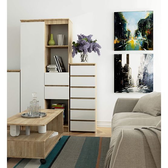 COMMODE CL6 PK CHÊNE SONOMA / BLANC