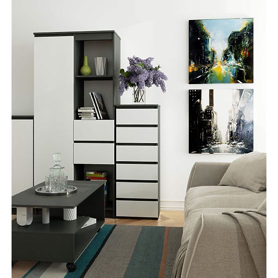 COMMODE CL6 PK GRIS GRAPHITE / BLANC