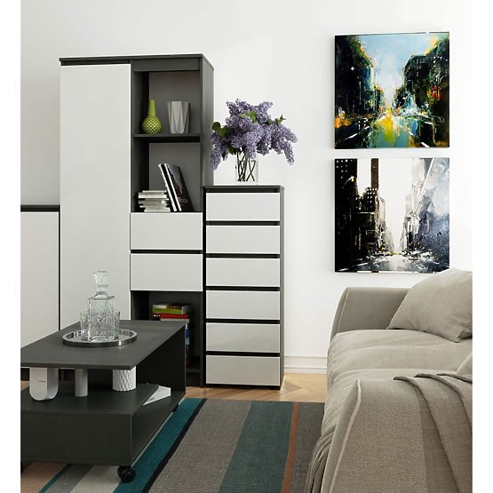 COMMODE CL6 PK GRIS GRAPHITE / BLANC