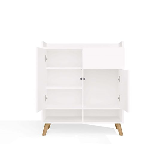 Commode COLIN Armoire 2 Portes 1 Tiroir avec Pieds BLANCHE