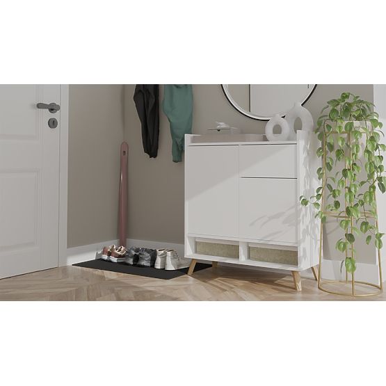 Commode COLIN Armoire 2 Portes 1 Tiroir avec Pieds BLANCHE