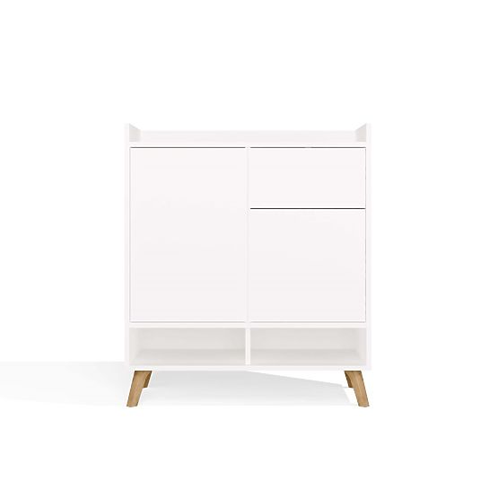 Commode COLIN Armoire 2 Portes 1 Tiroir avec Pieds BLANCHE
