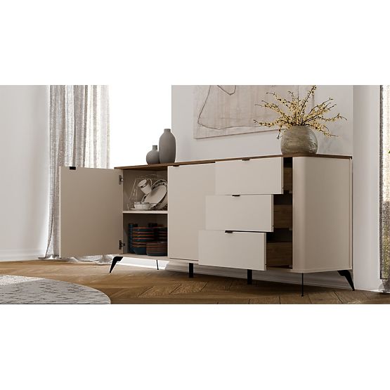 Commode CORDOBA 2D3S Cachemire Beige Chêne Castello Armoire 3 Tiroirs Fermeture Silencieuse