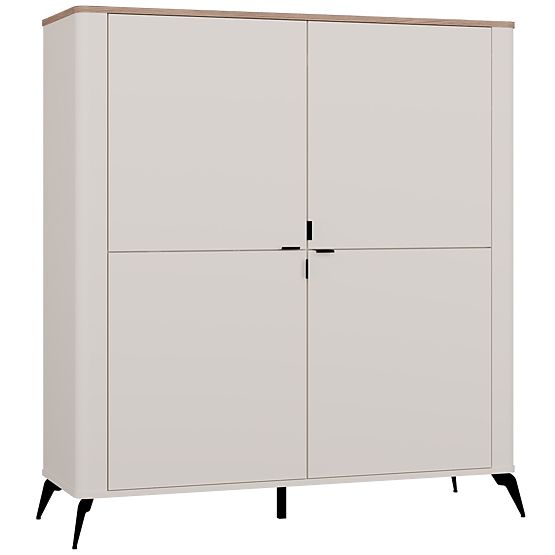 Commode CORDOBA 4D Cachemire Beige Chêne Castello Armoire 4 Portes 8 Étagères Salon