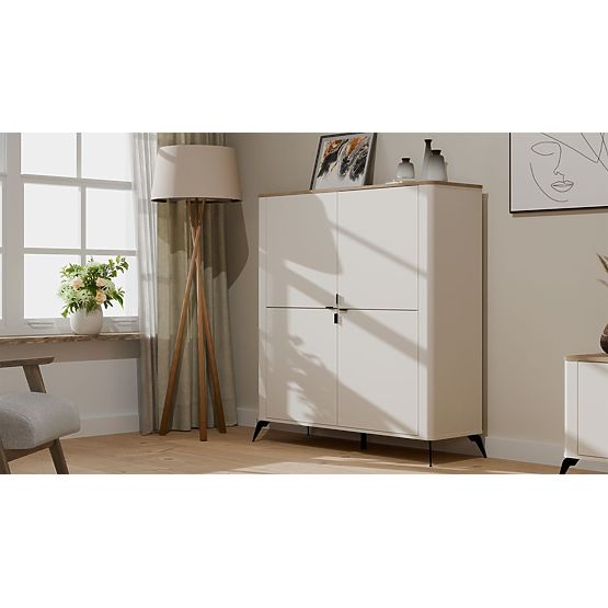 Commode CORDOBA 4D Cachemire Beige Chêne Castello Armoire 4 Portes 8 Étagères Salon
