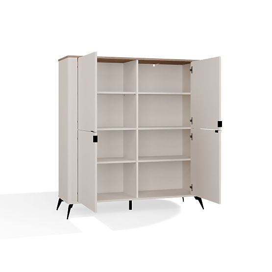 Commode CORDOBA 4D Cachemire Beige Chêne Castello Armoire 4 Portes 8 Étagères Salon