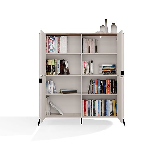 Commode CORDOBA 4D Cachemire Beige Chêne Castello Armoire 4 Portes 8 Étagères Salon