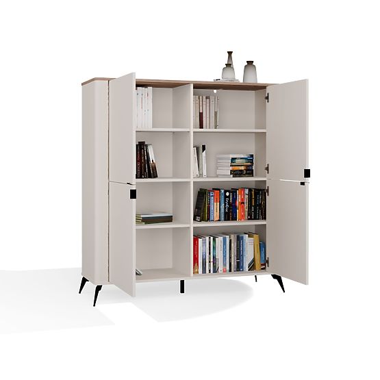 Commode CORDOBA 4D Cachemire Beige Chêne Castello Armoire 4 Portes 8 Étagères Salon