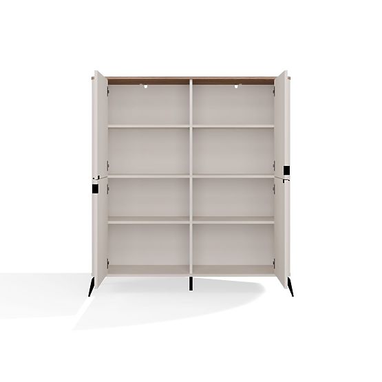 Commode CORDOBA 4D Cachemire Beige Chêne Castello Armoire 4 Portes 8 Étagères Salon