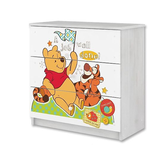 Commode enfant Winnie l'ourson et Tigrou - décor pin norvégien