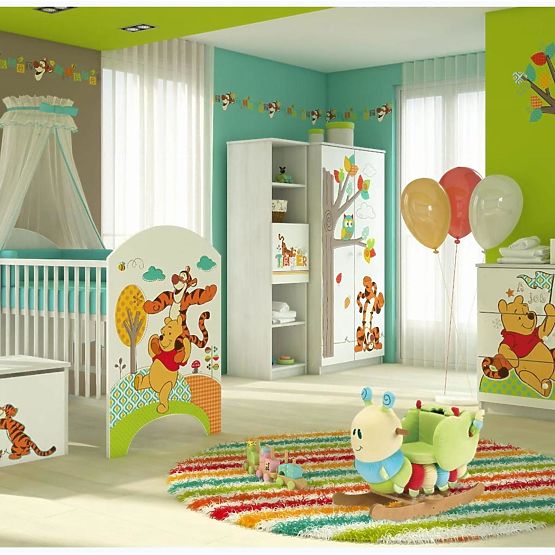 Commode enfant Winnie l'ourson et Tigrou - décor pin norvégien