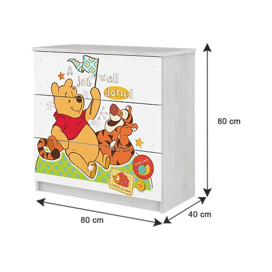 Commode enfant Winnie l'ourson et Tigrou - décor pin norvégien