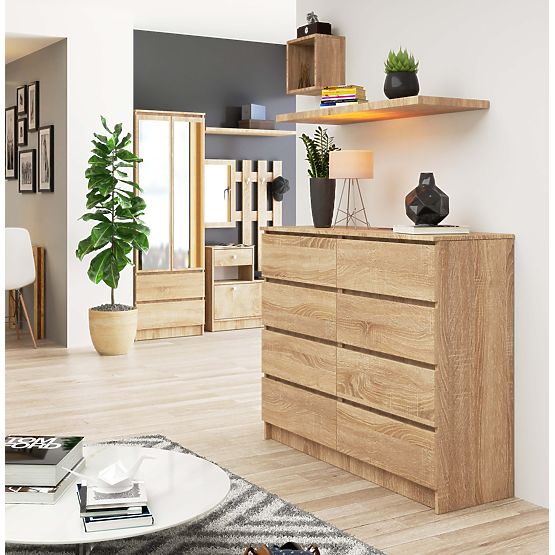 COMMODE K 120 cm 8 TIROIRS PK CHÊNE SONOMA