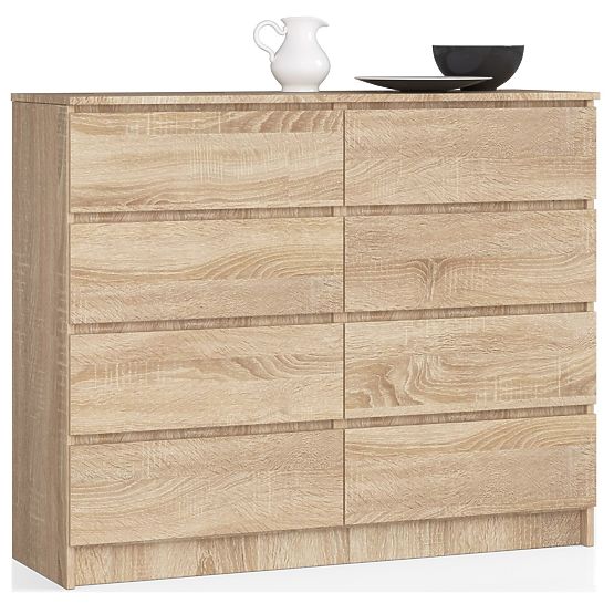 COMMODE K 120 cm 8 TIROIRS PK CHÊNE SONOMA