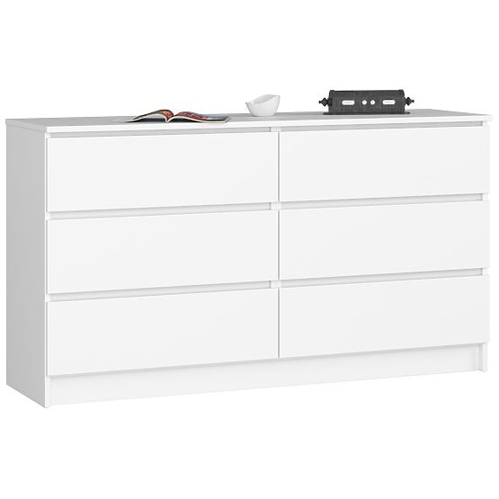 COMMODE K 140 cm 6 TIROIRS PK BLANCHE